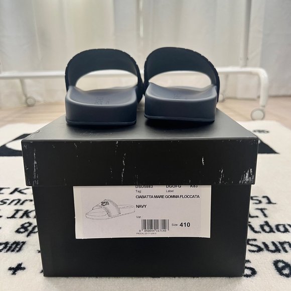 Versace Medusa Head Logo Nubuck Suede Navy Pool Slides - Picture 6 of 11